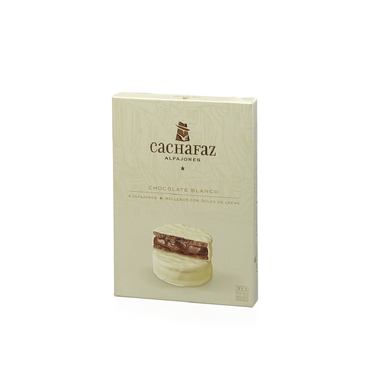 ALFAJOR CACHAFAZ CUBIERTO CON CHOCOLATE BLANCO X6
