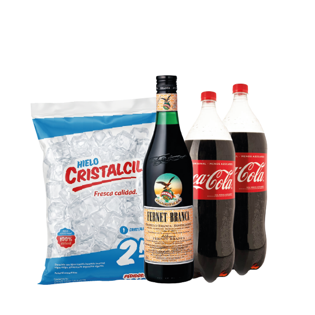 GANGA 1: 1 FERNET 750CC + 2 COCAS 1,5L + HIELO