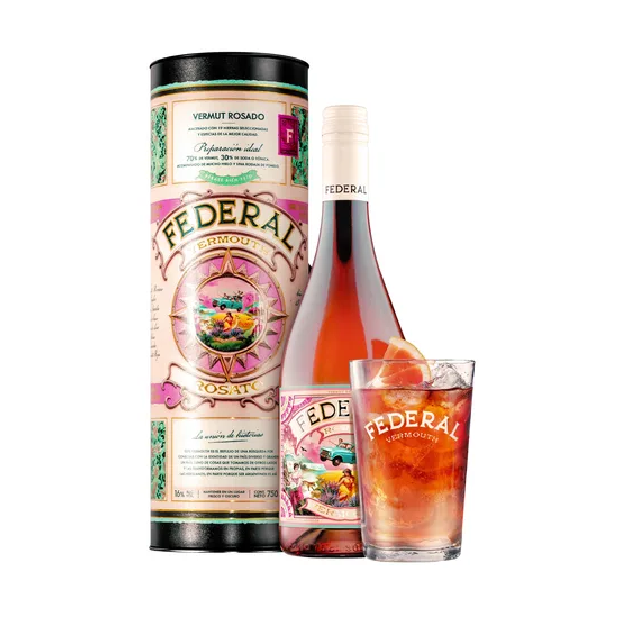 ESTUCHERIA FEDERAL ROSATO BOTELLA + VASO